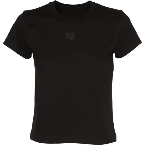 Schwarze T-Shirts und Polos mit Puff Logo , Damen, Größe: M - alexander wang - Modalova