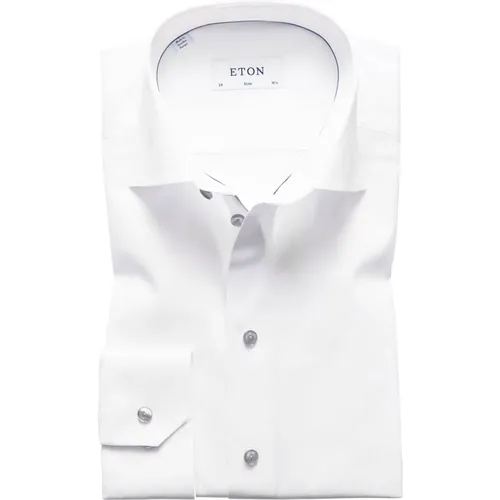 Weiße Hemdblusenkleid mit Slim Fit , Herren, Größe: 2XL - Eton - Modalova