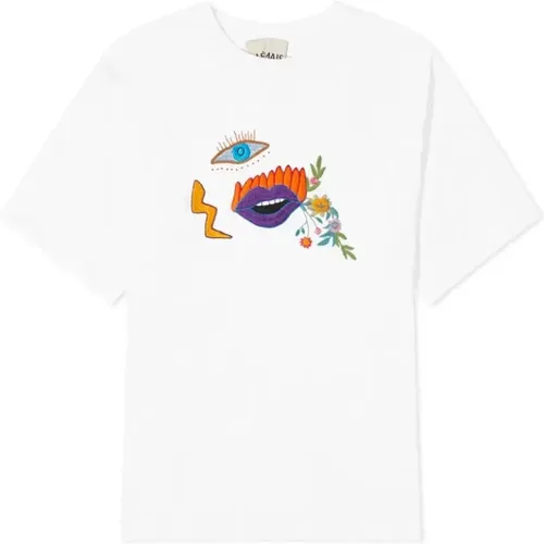 Embroidered Casual T-Shirt , female, Sizes: S, M, L - Alemais - Modalova