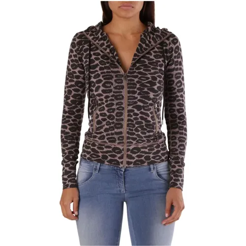 Leopard Print Hooded Sweatshirt , female, Sizes: XS - MET - Modalova