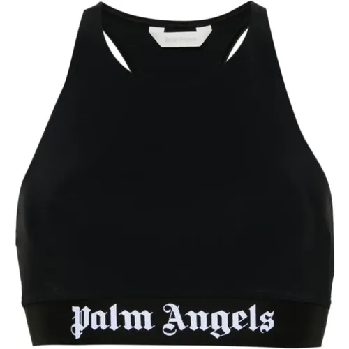 Schwarzes Logo Crop Top , Damen, Größe: XS - Palm Angels - Modalova