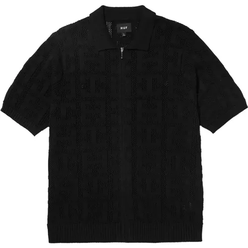 Monogram Jacquard Zip Polo Shirt , Herren, Größe: L - HUF - Modalova