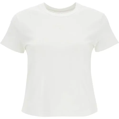 Geprägtes Logo Baumwoll Slim Fit T-Shirt , Damen, Größe: L - alexander wang - Modalova