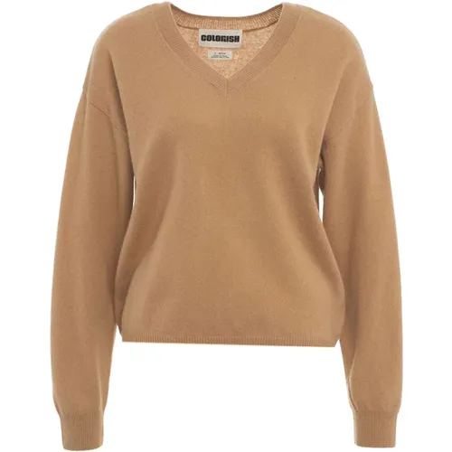 Kaschmir V-Ausschnitt Strickpullover , Damen, Größe: M - Crush - Modalova