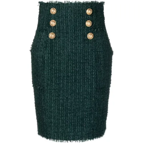 Hw 6 btn tweed short skirt , female, Sizes: XS, L, M, S - Balmain - Modalova