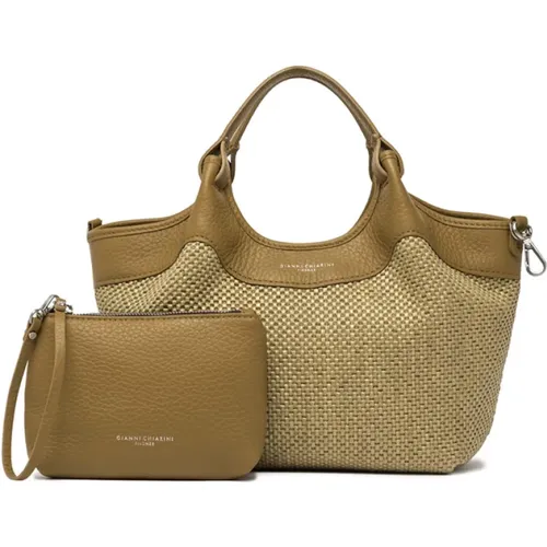 Straw Dua Bag with Leather Handles , female, Sizes: ONE SIZE - Gianni Chiarini - Modalova
