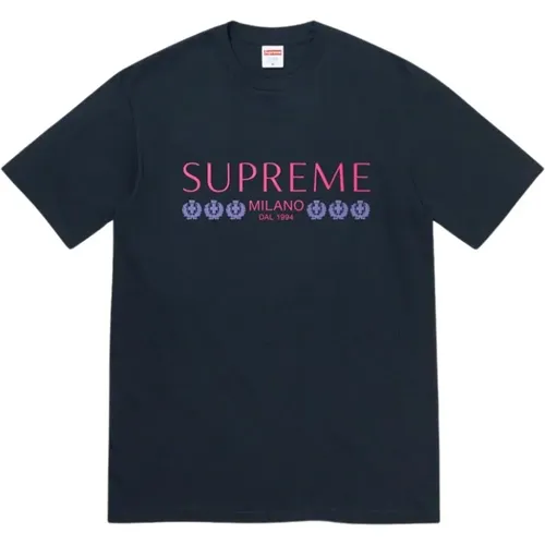 Exclusive Milano Navy Tee , male, Sizes: XL, S, 2XL, L - Supreme - Modalova