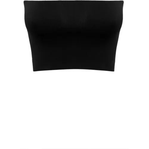 Schwarzes Trägerloses Top Besticktes Logo , Damen, Größe: M - Liviana Conti - Modalova