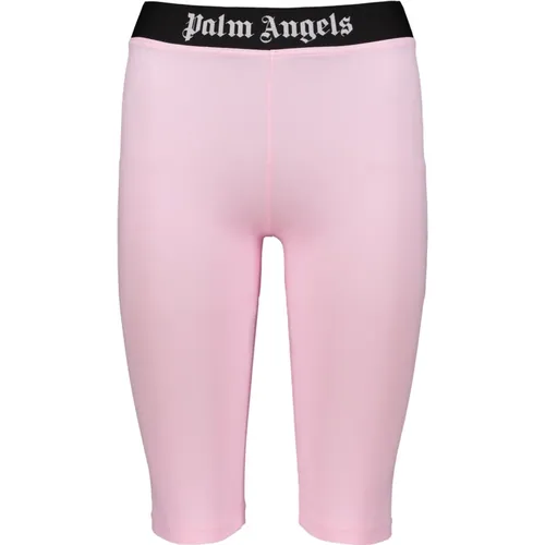 Logo Print Elastische Taille Shorts , Damen, Größe: M - Palm Angels - Modalova