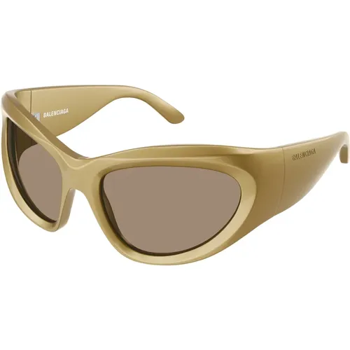 Gold/Brown Sunglasses , female, Sizes: 64 MM - Balenciaga - Modalova