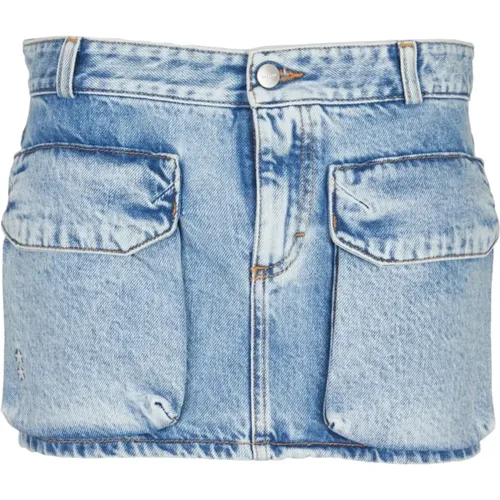 Light Denim Skirt with Front Pockets , female, Sizes: W25, W27, W26 - Icon Denim - Modalova