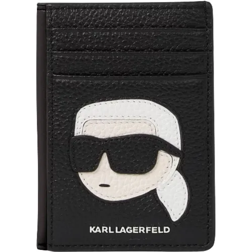 Schwarzer Lederkartenhalter Nord-Süd - Karl Lagerfeld - Modalova