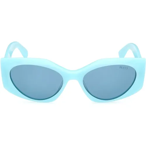 Blaue Lichtlinse Ovale Sonnenbrille - EMILIO PUCCI - Modalova