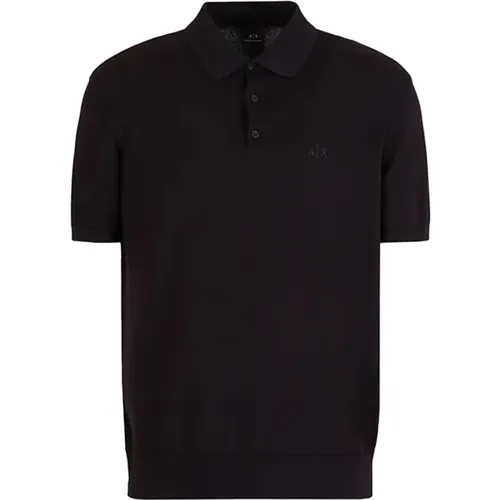 Schwarzes Polo-Shirt , Herren, Größe: L - Armani Exchange - Modalova