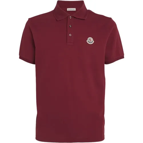 Logo Patch Polo Klassisch Bordeaux Baumwolle , Herren, Größe: 2XL - Moncler - Modalova