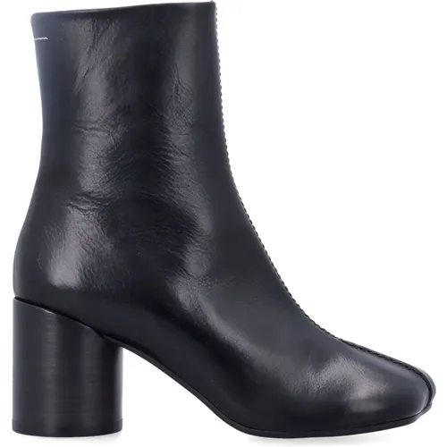 Schwarze Tabi Stiefeletten mit Reißverschluss , Damen, Größe: 39 EU - MM6 Maison Margiela - Modalova