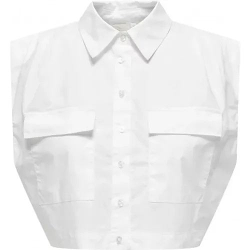 Weiße ärmellose Bluse mit Falten , Damen, Größe: M - Only - Modalova