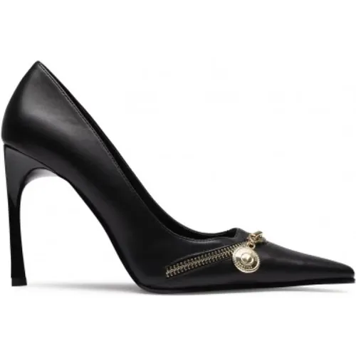 Hohe Absatz Zip-Detail Pumps , Damen, Größe: 37 EU - Versace - Modalova