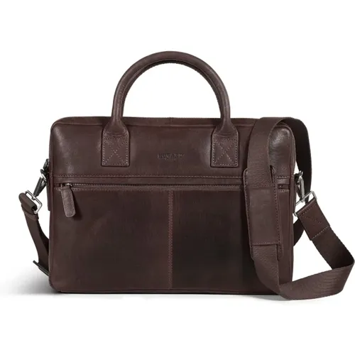 Dark Leather Laptop Bag , male, Sizes: ONE SIZE - Howard London - Modalova