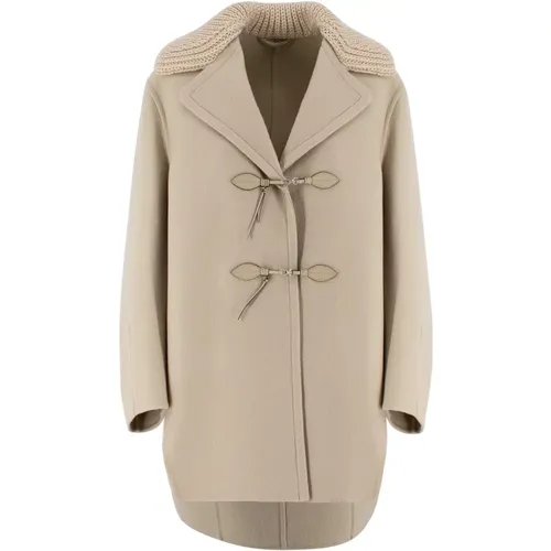 Wool Lapel Coat with Front Frogs , female, Sizes: S, XS - Ermanno Scervino - Modalova