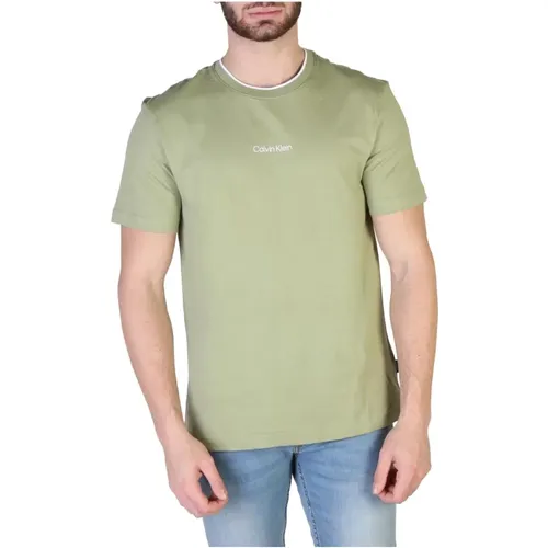 Herren Baumwoll T-Shirt Einfarbiges Logo , Herren, Größe: S - Calvin Klein - Modalova