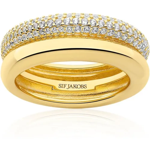 Carrara Goldring mit Zirkonia , Damen, Größe: 54 MM - Sif Jakobs Jewellery - Modalova