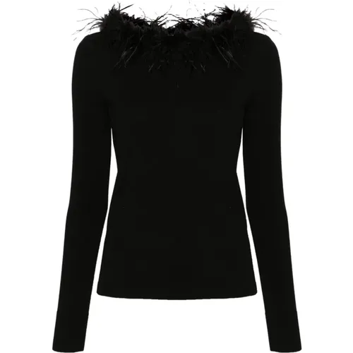 Feather-Trim Sweaters , female, Sizes: S, L, XL, XS, M - Twinset - Modalova