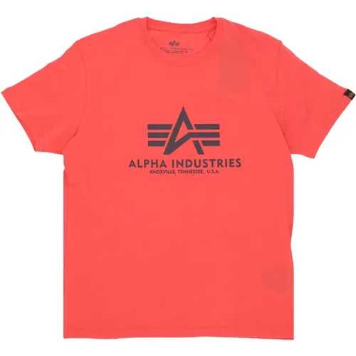 Rotes Basic Tee Kurzarm T-Shirt , Herren, Größe: M - alpha industries - Modalova