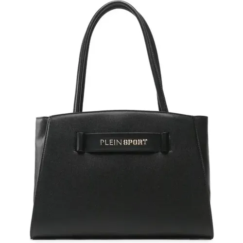 Eco-leather shopping bag with silver logo , female, Sizes: ONE SIZE - Plein Sport - Modalova