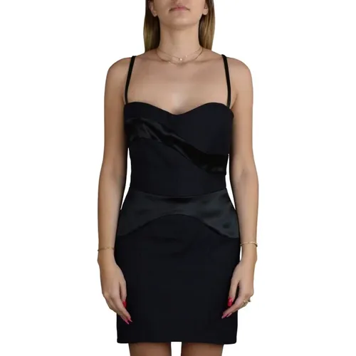 Schwarzes Partykleid mit Verstellbaren Trägern und Glänzenden Streifen - Dolce & Gabbana - Modalova