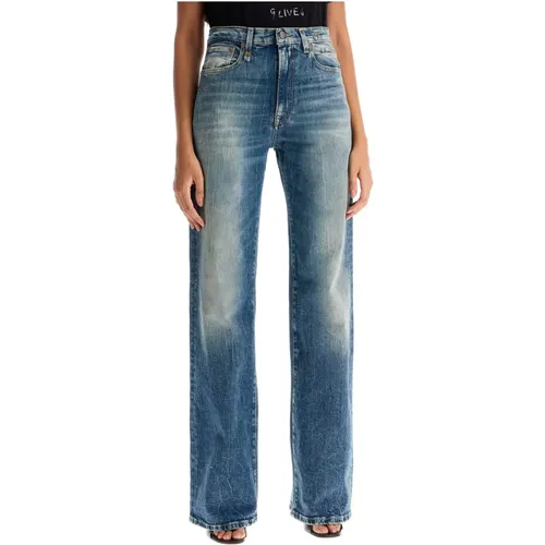 Flared Denim Jeans with Distressed Details , female, Sizes: W29 - R13 - Modalova