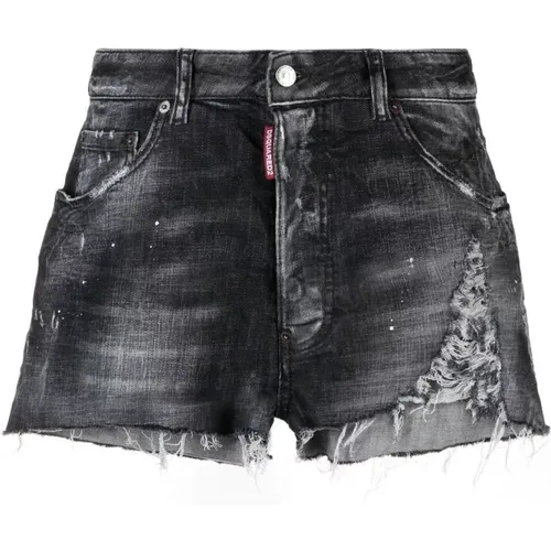 Schwarze Denim-Shorts für moderne Frauen , Damen, Größe: XS - Dsquared2 - Modalova