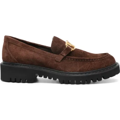 Chocolate Suede Loafers , female, Sizes: 5 UK, 5 1/2 UK, 4 1/2 UK, 6 UK - Valentino - Modalova