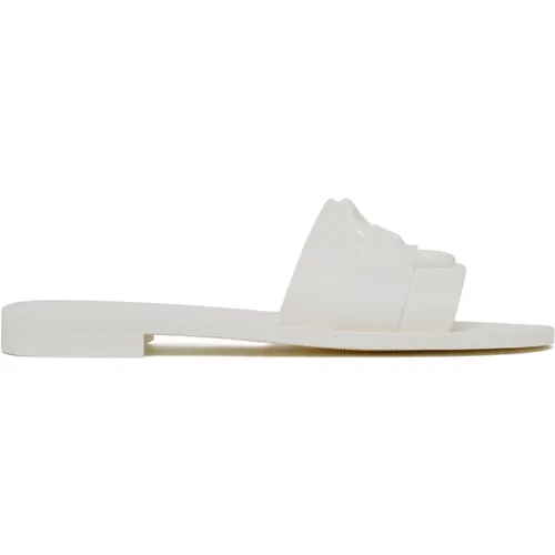 White Slides with 3D Logo Strap , female, Sizes: 4 UK, 7 UK, 6 UK, 3 UK, 5 UK - Moncler - Modalova