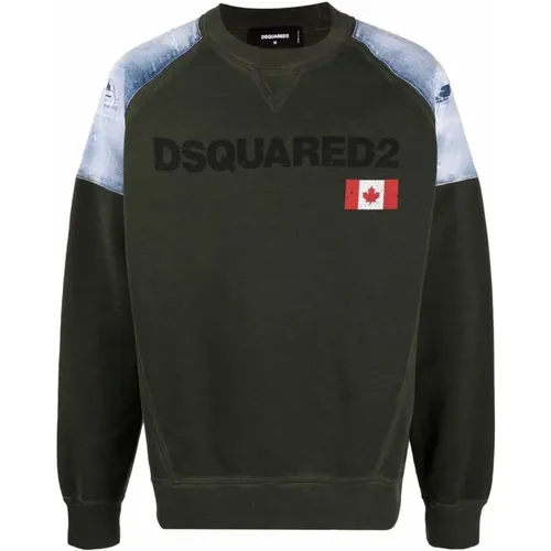 Military Cotton Sweatshirt , male, Sizes: XL - Dsquared2 - Modalova