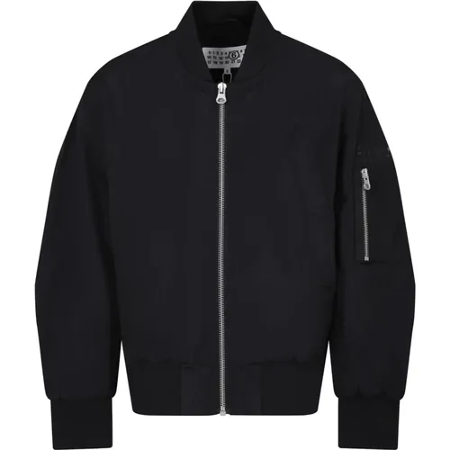 Schwarze Nylon Bomberjacke - MM6 Maison Margiela - Modalova