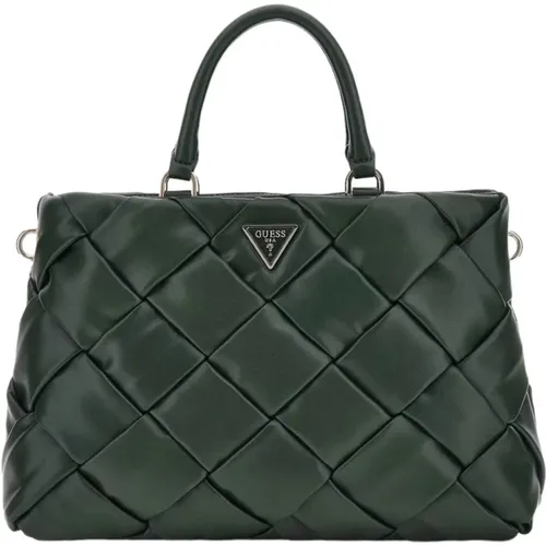 Woven Leather Handbag with Metal Logo , female, Sizes: ONE SIZE - Guess - Modalova