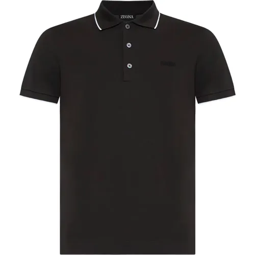 Dunkelbraunes Poloshirt mit Logo , Herren, Größe: XL - Ermenegildo Zegna - Modalova