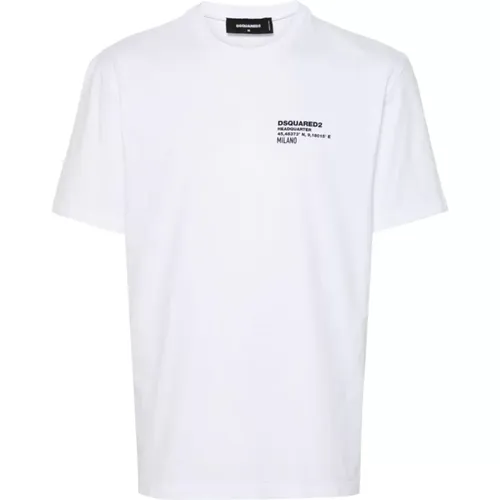 Baumwoll-Jersey Crew Neck Logo T-Shirt , Herren, Größe: XL - Dsquared2 - Modalova