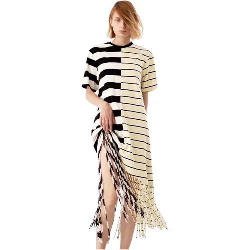 Striped fringe hem dress , female, Sizes: S - Msgm - Modalova