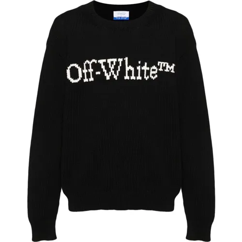 Schwarzer Gestrickter Logo Pullover , Herren, Größe: M - Off White - Modalova