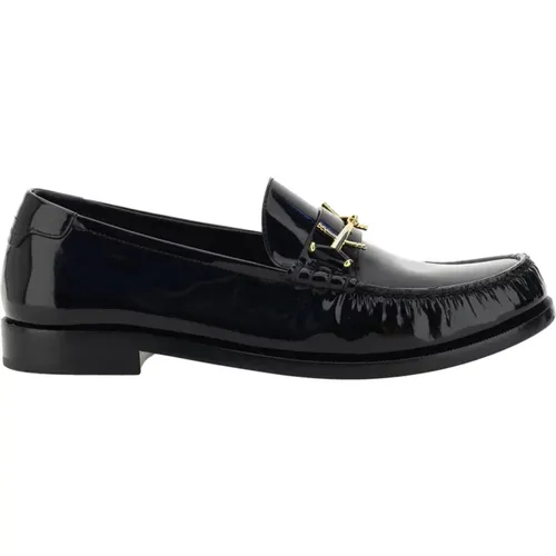 Leather Loafers with Gold-tone Hardware , male, Sizes: 6 UK, 6 1/2 UK - Saint Laurent - Modalova