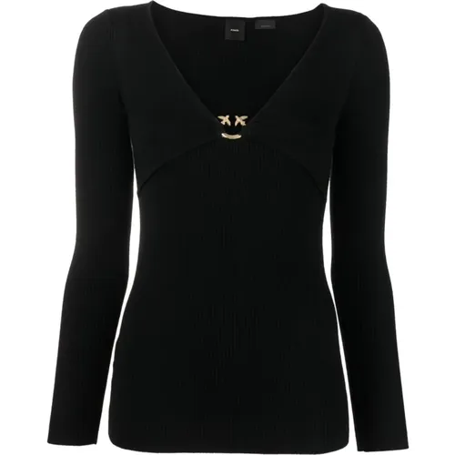 Schwarze Sweaters mit 4,5 cm Absatz , Damen, Größe: XL - pinko - Modalova