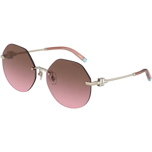Gold Violet Shaded Sunglasses , female, Sizes: 60 MM - Tiffany - Modalova