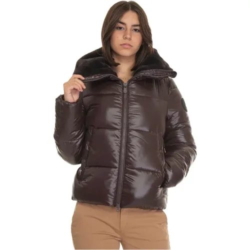 Kurze Harrington Jacke mit Steppung , Damen, Größe: L - Save The Duck - Modalova