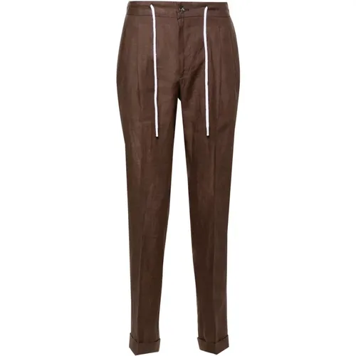 Linen Pleated Pants , male, Sizes: XL, M, L - Barba - Modalova