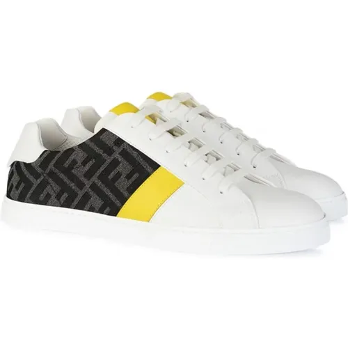 Low Sneaker in /White/Lemon Grey , male, Sizes: 8 UK - Fendi - Modalova