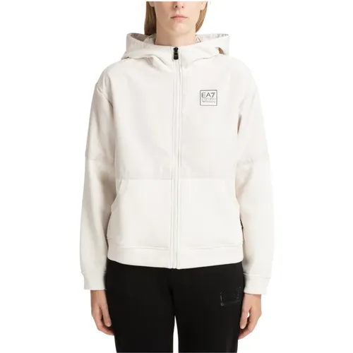 Zip Plain Logo Hoodie with Pockets , female, Sizes: S - Emporio Armani EA7 - Modalova