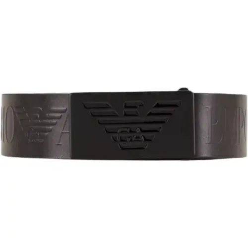 Eagle Plaque Leather Men's Belt , male, Sizes: 120 CM - Emporio Armani - Modalova