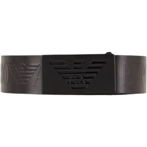 Eagle Plaque Leather Mens Belt , male, Sizes: 120 CM - Emporio Armani - Modalova